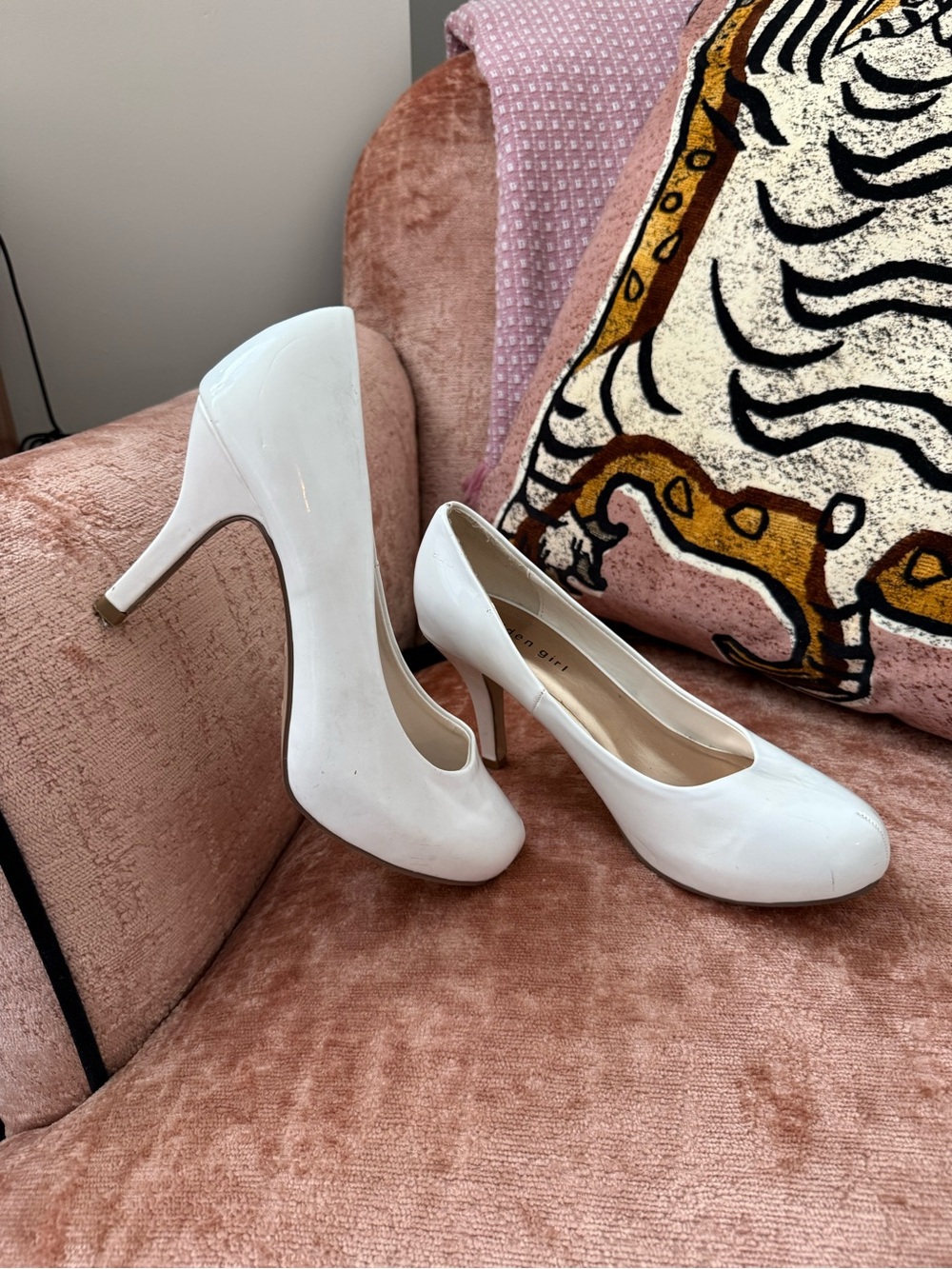Madden Girl White Patent Round-Toe Stiletto Pumps